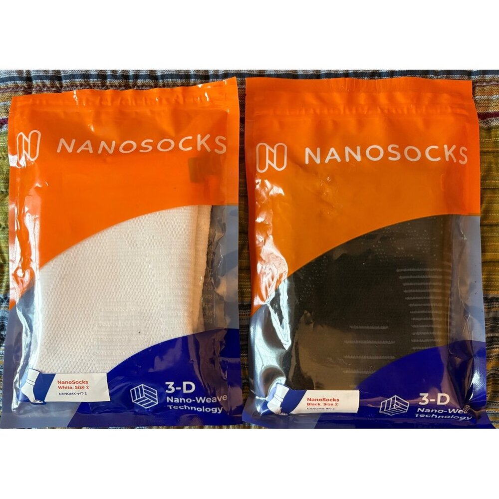NanoSocks Compression Socks 3D Nano-Weave Technology White & Black Size 2 For Im